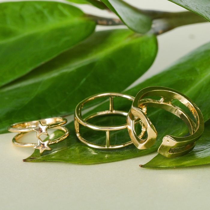 Кольцо "Ассорти" млечный путь, размер 14,17,18 МИКС, цвет золото