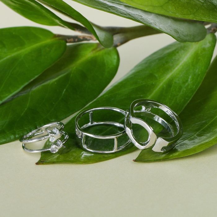 Кольцо "Ассорти" млечный путь, размер 14,17,18 МИКС, цвет серебро