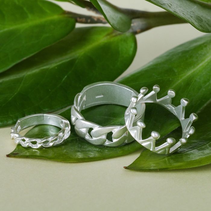 Кольцо "Ассорти" корона, размер 14,17,18 МИКС, цвет серебро