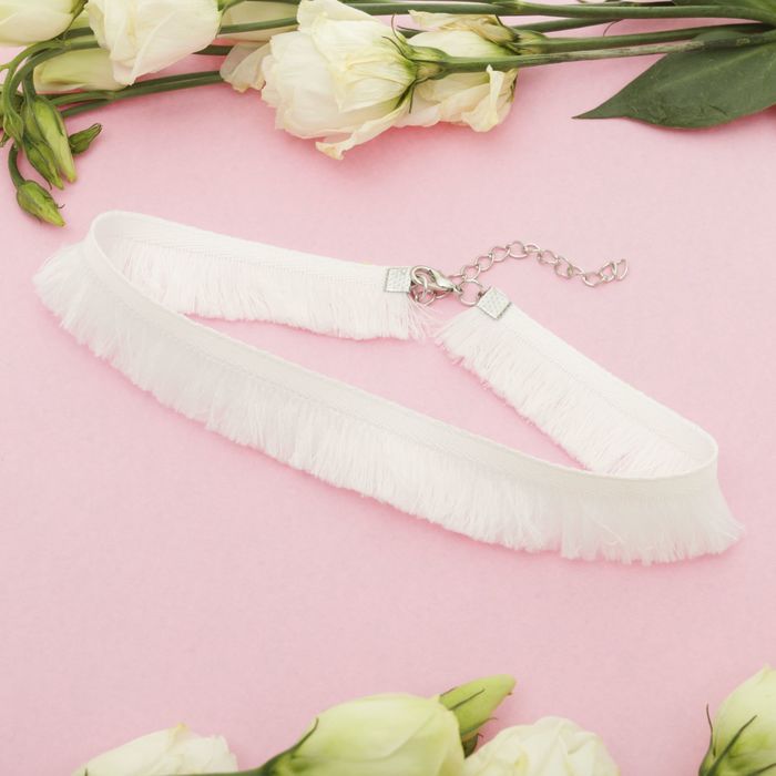 Чокер "Вестерн" бахрома, цвет белый