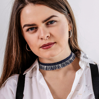 Чокер "Вестерн" бахрома, цвет синий