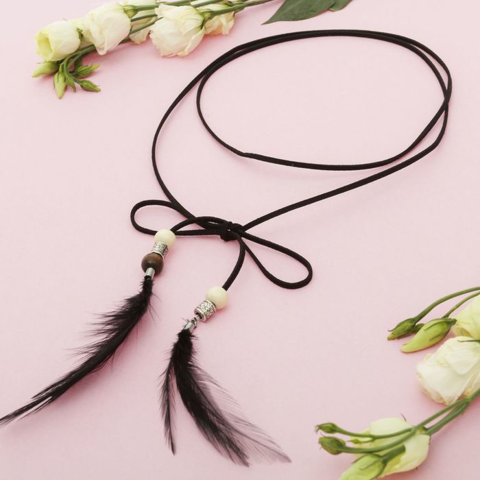 Чокер "Безмятежность" перья, цвет чёрный