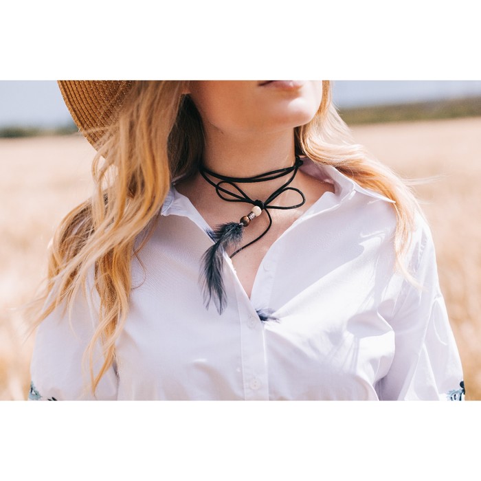 Чокер "Безмятежность" перья, цвет чёрный