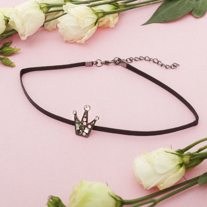 Чокер "Принцесса" корона, цветной в серебре