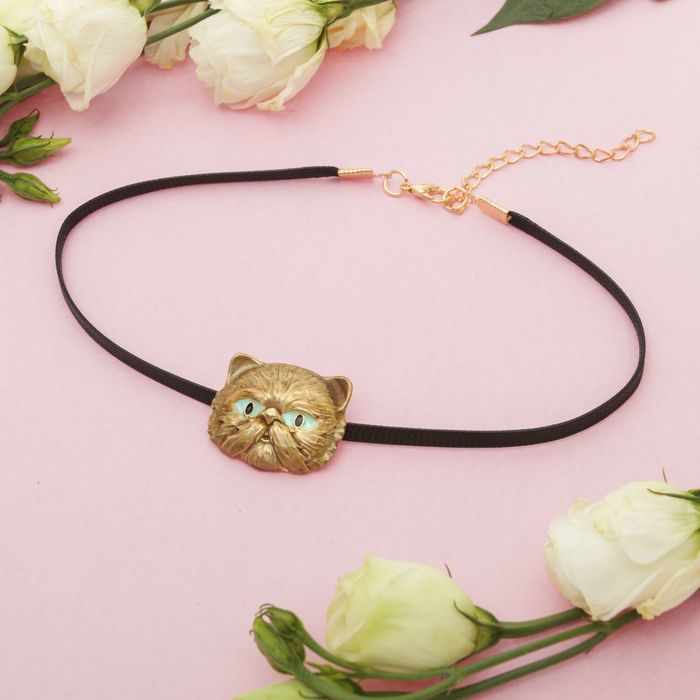 Чокер "Зоо" кот, цвет коричневый