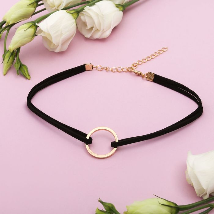 Чокер "Утончённость" кольцо, две нити, цвет чёрно-золотой
