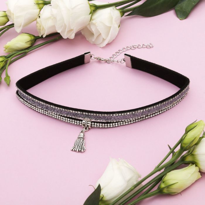 Чокер "Грация искр" кисть, цвет чёрно-серебряный