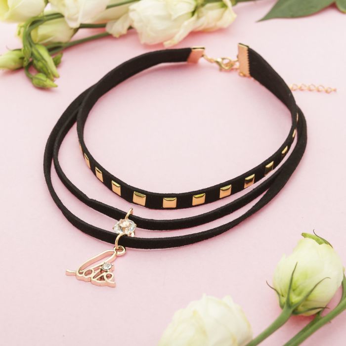 Чокер "Трио" любовь, цвет чёрно-золотой