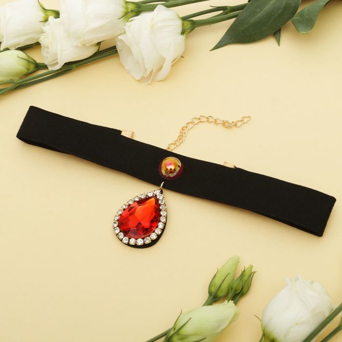 Чокер "Вечерний блеск" капля, цвет чёрно-красный