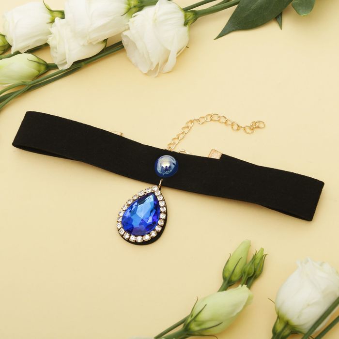 Чокер "Вечерний блеск" капля, цвет чёрно-синий