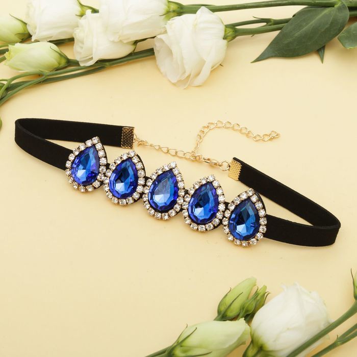 Чокер "Вечерний блеск" ряд капель, цвет чёрно-синий