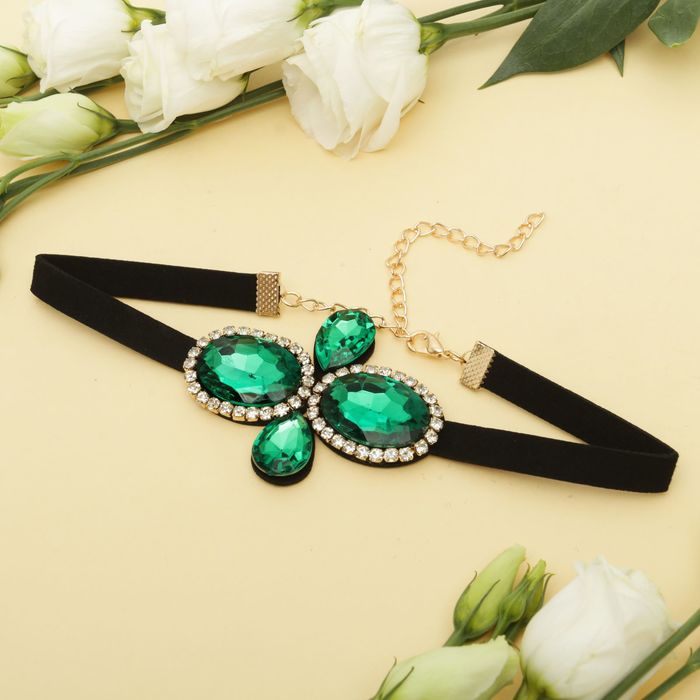 Чокер "Вечерний блеск" бесконечность, цвет чёрно-зелёный