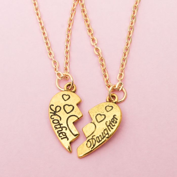 Кулон "Неразлучники" мама и дочка, цвет чернёное золото