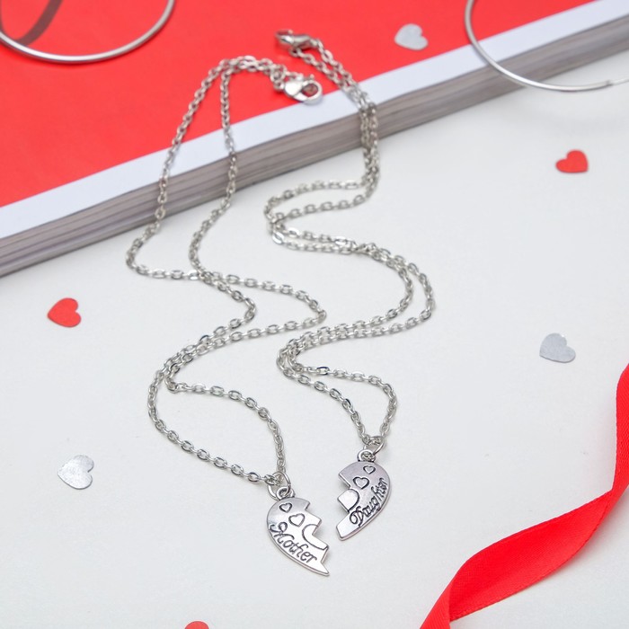 Кулон "Неразлучники" мама и дочка, цвет чернёное серебро