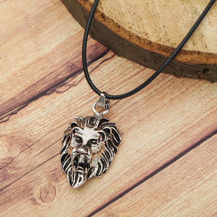 Кулон мужской "Лев", цвет чернёное серебро