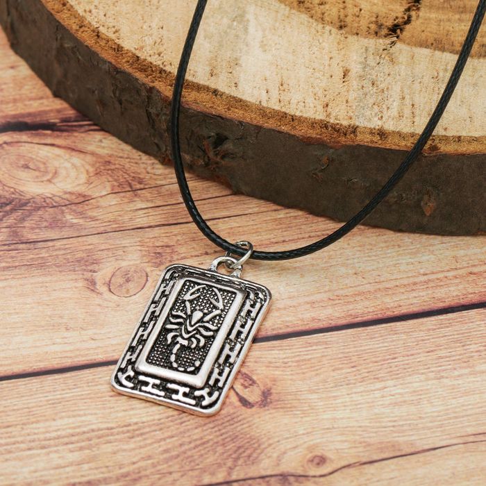 Кулон мужской "Скорпион" прямоугольник, цвет чернёное серебро