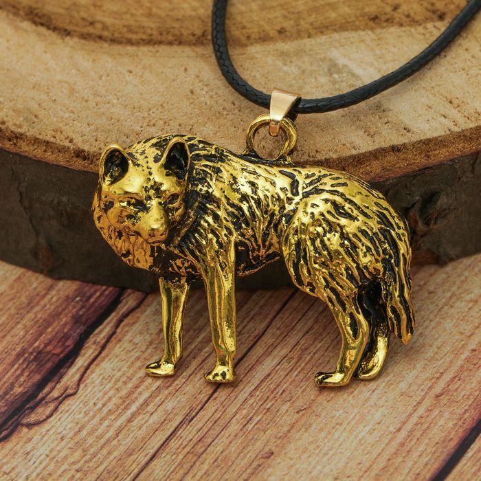 Кулон мужской "Волк", цвет чернёное золото