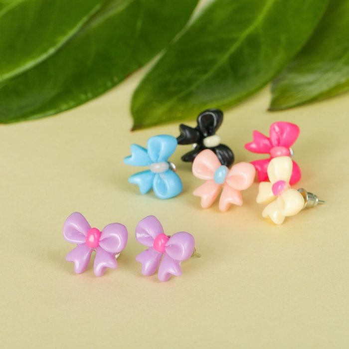 Пусеты 12 пар "Бантики", цвет МИКС