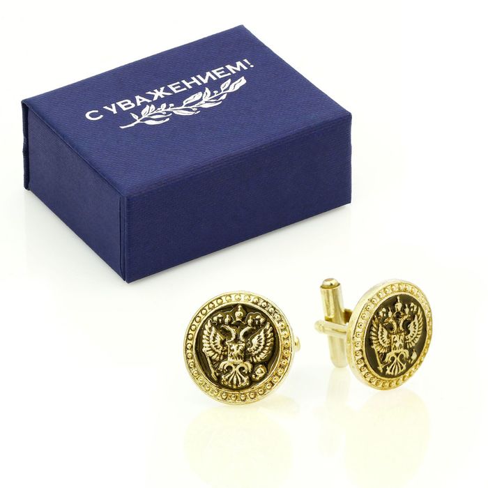 Запонки мужские "Герб", золото