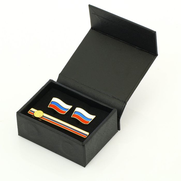 Набор мужской "Флаг РФ", запонки + зажим для галстука