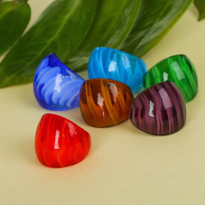 Кольцо "Муранское стекло", грани, цвет МИКС