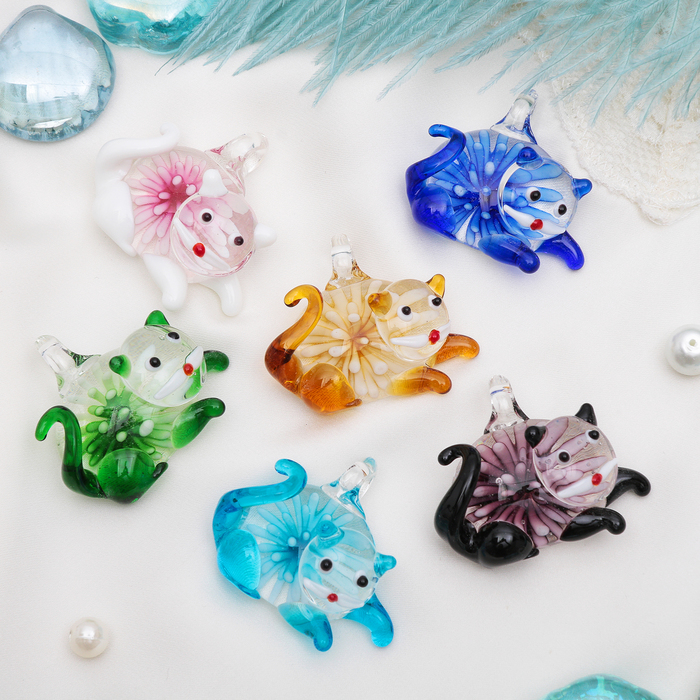 Кулон "Муранское стекло" котик, цвет МИКС