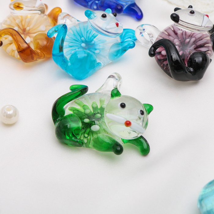 Кулон "Муранское стекло" котик, цвет МИКС