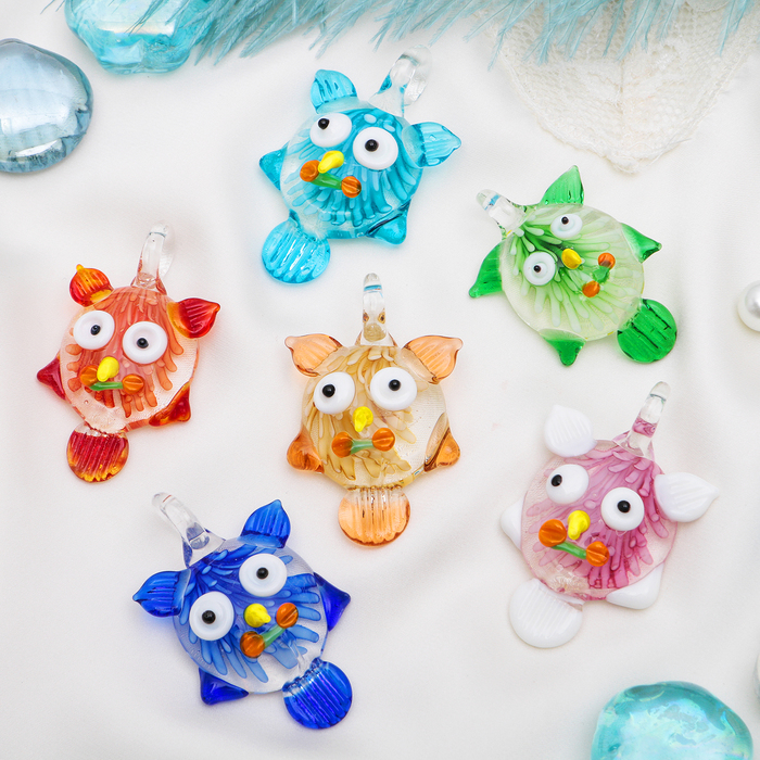 Кулон "Муранское стекло" сова, цвет МИКС