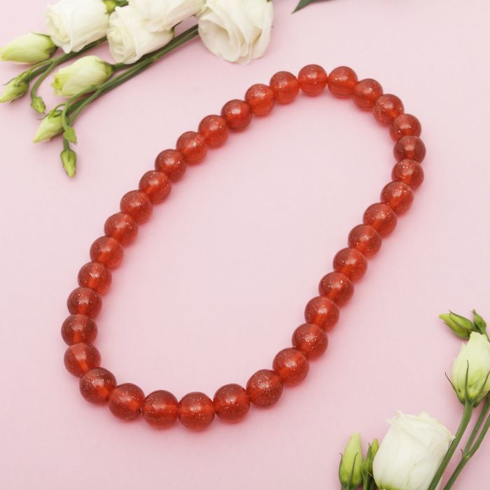 Бусы "Каучук" шар №14, цвет тёмно-бордовый с блестками, 50см