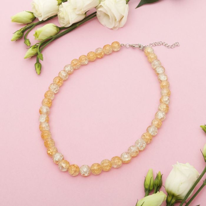 Бусы "Сахарный кварц" шар №10, цвет бело-золотой, 40см