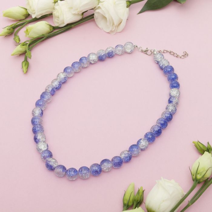 Бусы "Сахарный кварц" шар №10, цвет бело-фиолетовый, 40см