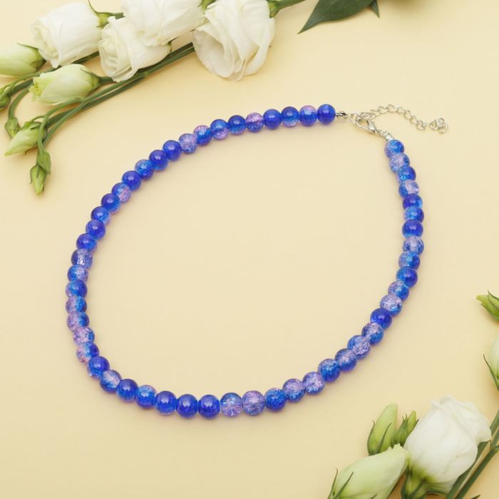 Бусы "Сахарный кварц" шар №8, цвет сине-розовый, 40см