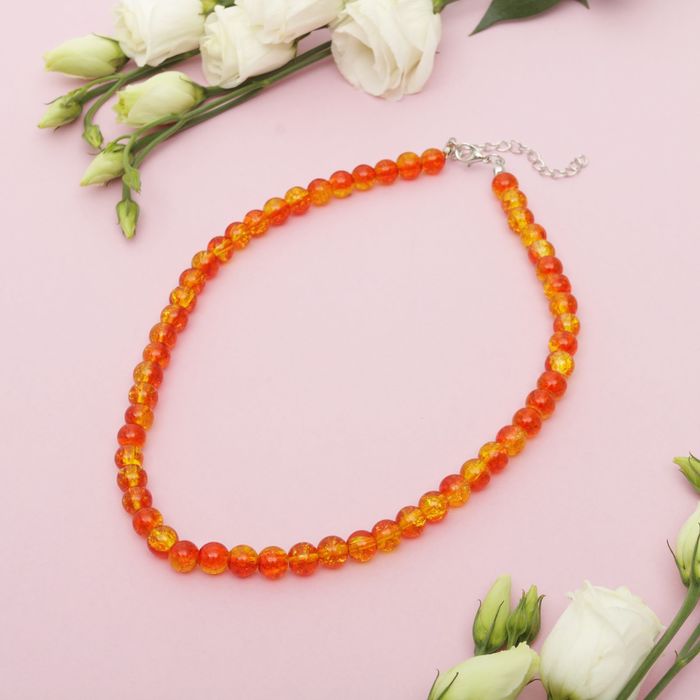 Бусы "Сахарный кварц" шар №8, цвет красно-жёлтый, 40см