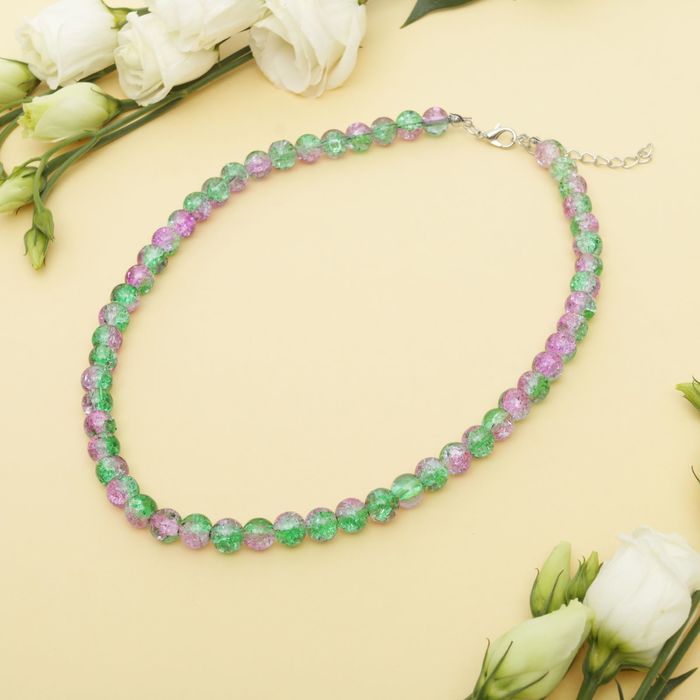 Бусы "Сахарный кварц" шар №8, цвет зелено-фиолетовый, 40см