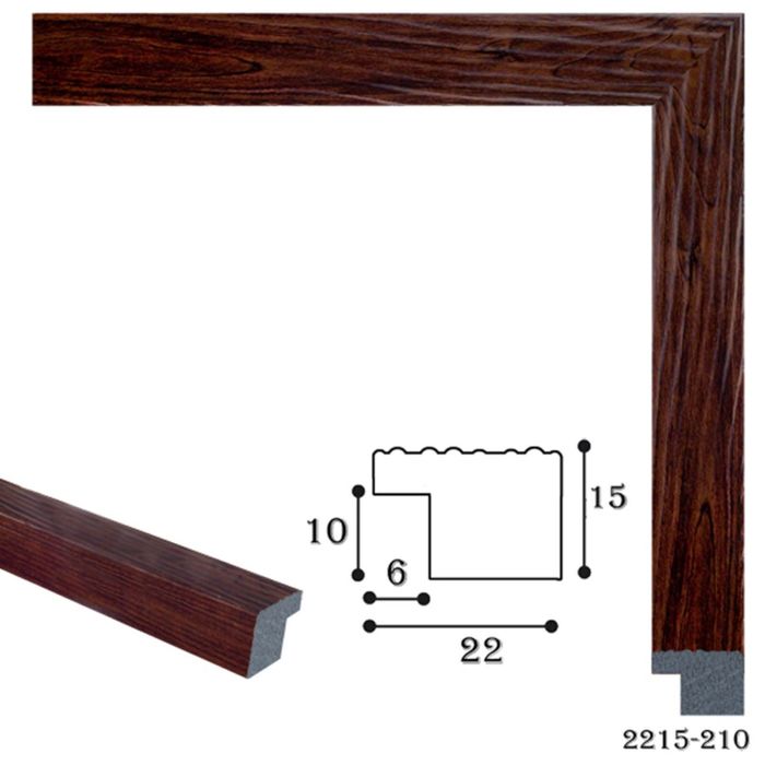 Багет пластиковый 22 мм х 15 мм х 2,9 м (Ш х В х Д) CD 2215–210 красно–коричневый