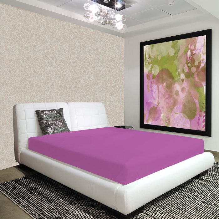 Простыня на резинке "Этель" Фиалка 160х200 + 20 см, 100% хлопок, сатин