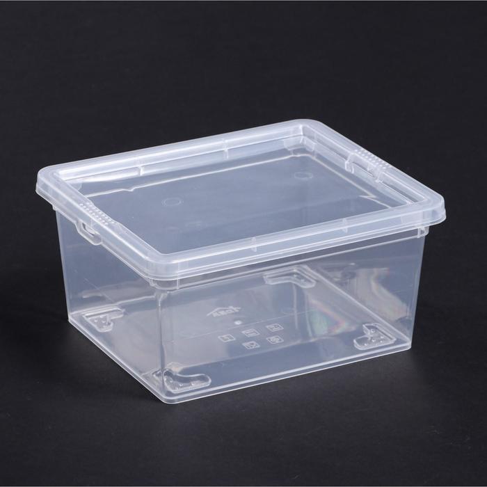 фото Ящик для хранения с крышкой 2 л, 19×16×9 см, цвет прозрачный idea