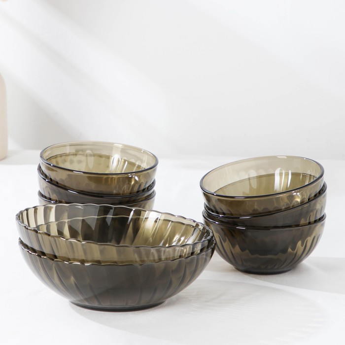 Набор салатников 8 шт (6 шт 13 см 270 мл+2 салатника 20 см 1,6 л) "Elica" Ca del vetro