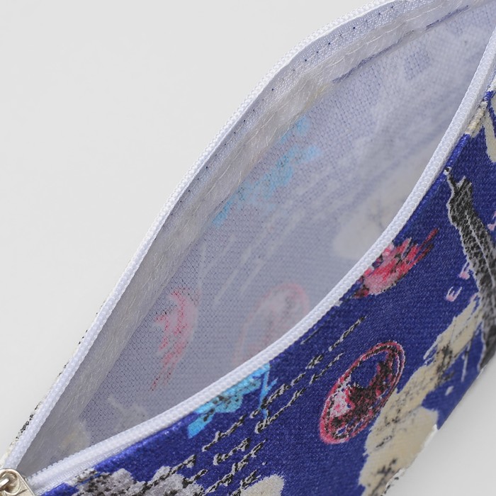 Косметичка простая на молнии, 1 отдел, цвет синий