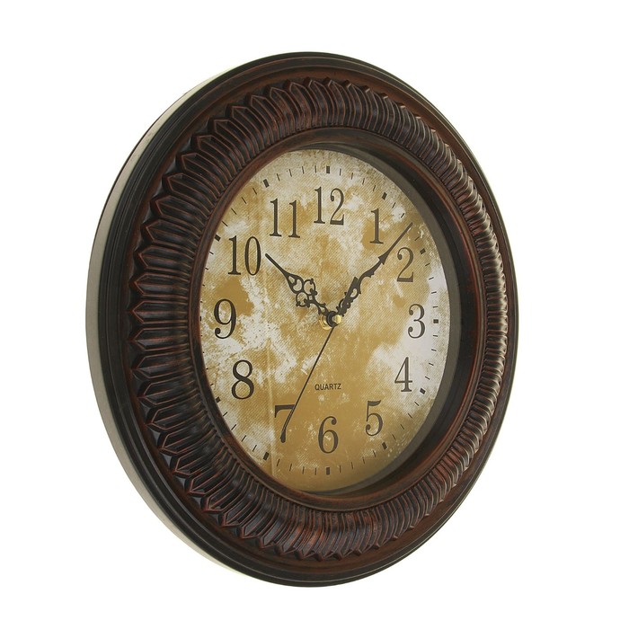 Часы настенные серия Сумрак, круг, рама бронза частокол, циферблат состаренный d=35см УЦЕНКА