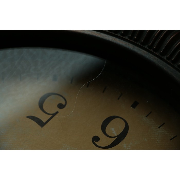 Часы настенные серия Сумрак, круг, рама бронза частокол, циферблат состаренный d=35см УЦЕНКА