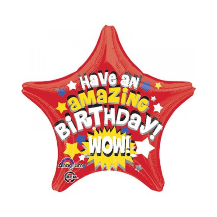 Шар фольгированный 18" "Удивительный День рождения/HB AMAZING BIRTHDAY" звезда