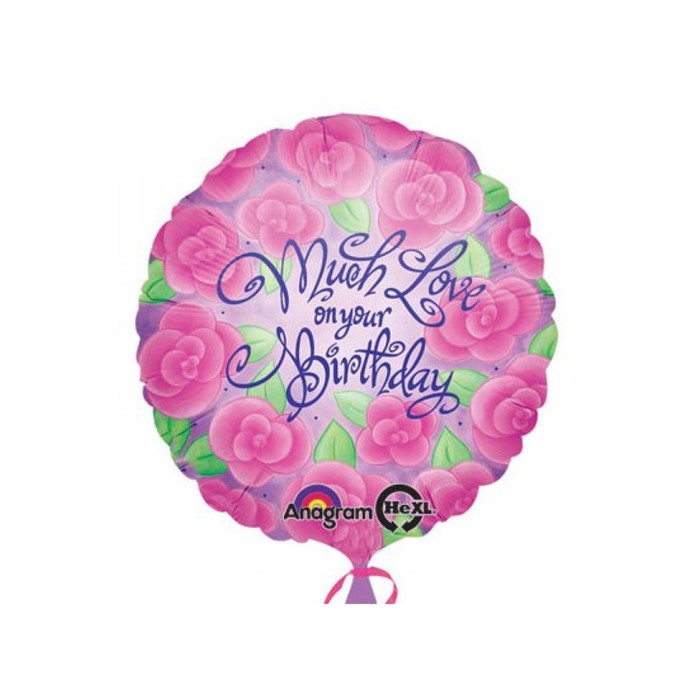Шар фольгированный 18" "С Днем рождения" розы