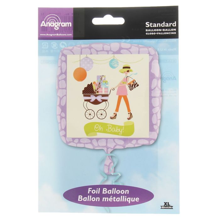 Шар фольгированный 18" Мама с коляской, квадрат