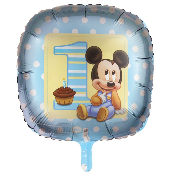 Шар фольгированный 18" Микки Малыш "1 годик" квадрат