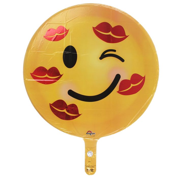 Шар фольгированный 18" Смайлик в поцелуях