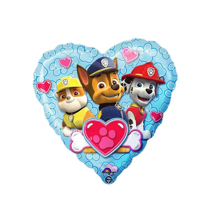Шар фольгированный 18" Щенячий патруль, сердце голубое