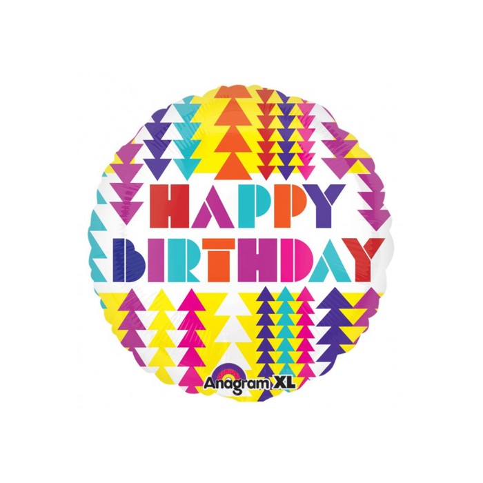 Шар фольгированный 21" "С Днем рождения" треугольники