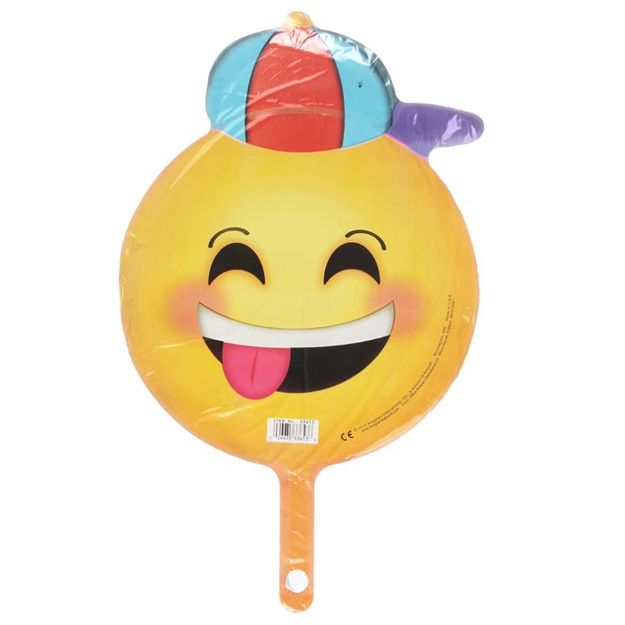Шар фольгированный "Смайлик в кепочке" без палочки