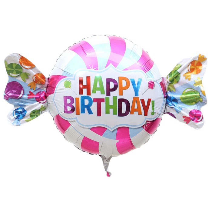 Шар фольгированный 40" "С Днем рождения" конфетка